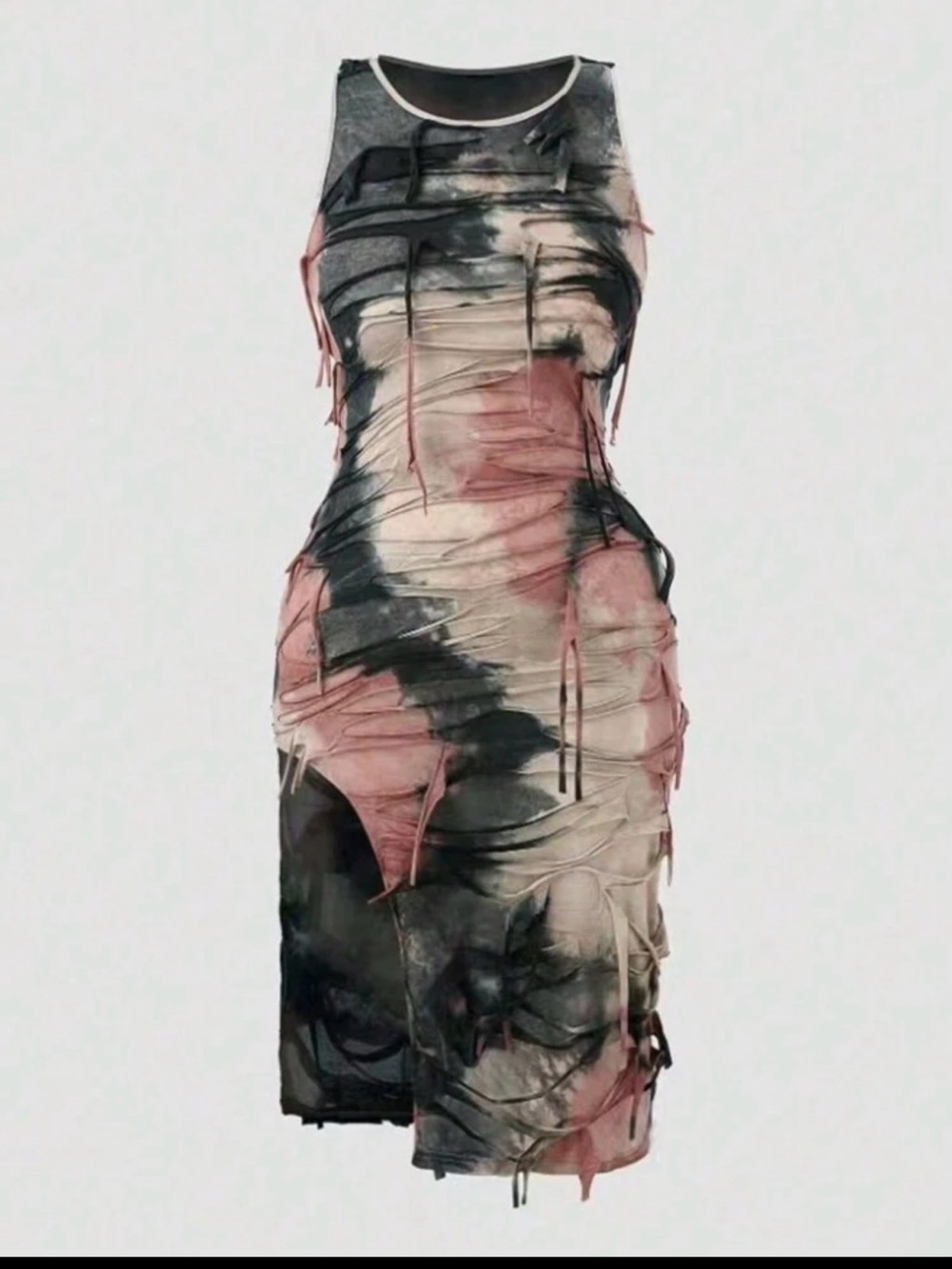 Sleeveless Tie-Dye Sheath Dress in Rose and Black